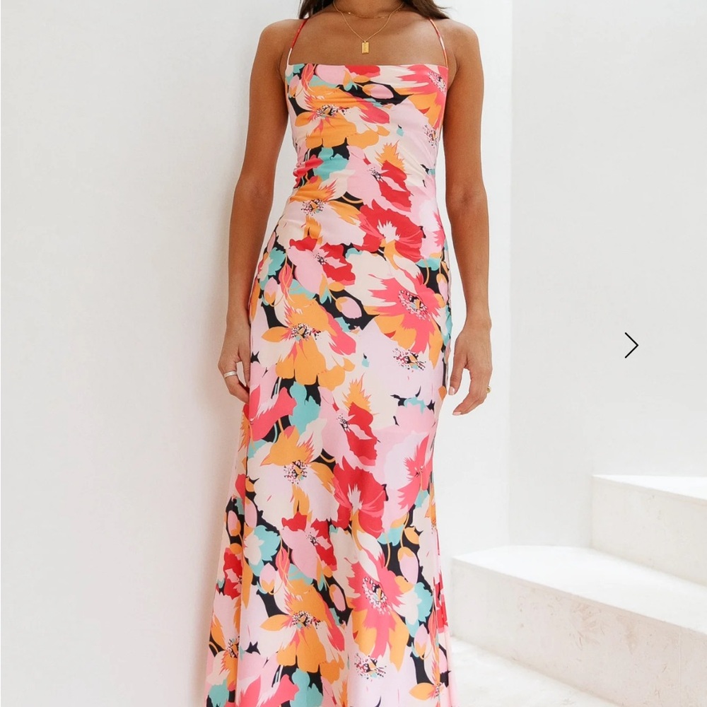 Hello Molly Strapless Floral Dress - Pink and Orange